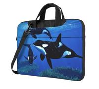 AQRJLPO Killer Whales Swim Along Print Laptop Bag Case for Men Women, 15.6 inch Shockproof Computer Sleeve Cover for Business Travel Office School
