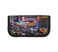 AQRJLPO Las Vegas Night View Print Canvas Pencil Case for Boys Girls Women, Cosmetic & Stationery Organizer, Zipper Desk Storage Pouch for School, Office & Travel Gifts