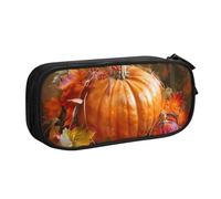 AQRJLPO Leaves Happy Thanksgiving Day Prints Pencil Case for Boys Girls Large Capacity Office School Students Stationery Pouch Pencil Holder with 2 Compartments,Black