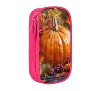 AQRJLPO Leaves Happy Thanksgiving Day Prints Pencil Case for Students Boys Girls - Large Capacity Double-Layer Office School Stationery Pouch Pencil Holder,Pink