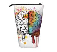 AQRJLPO Left and Right Brain Advantage Print Expandable Pencil Case Organize, Stretchable Travel Stationery & Makeup Pouch Desk Storage Box for School, Office, Travel