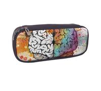 AQRJLPO Left and Right Brain Advantage Prints Flip Leather Pencil Case Cute Pen Pencil Pouch Pencil Box Travel Makeup Bag Stationery Gift for Students Girls Boys Women