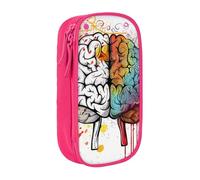 AQRJLPO Left and Right Brain Advantage Prints Pencil Case for Students Boys Girls - Large Capacity Double-Layer Office School Stationery Pouch Pencil Holder,Pink
