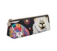 AQRJLPO Llama Alpaca Printed Stationery Pencil Case, Cute Leather Pencil Bag Pen Case Pouch, School Stationery Organizer Makeup Bag for Boys Girls Students