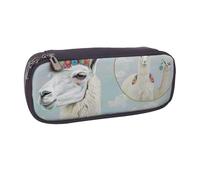 AQRJLPO Llama Prints Flip Leather Pencil Case Cute Pen Pencil Pouch Pencil Box Travel Makeup Bag Stationery Gift for Students Girls Boys Women