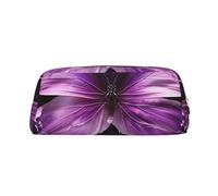 AQRJLPO Lovely Purple Butterfly Print Leather Pencil Case with Gold Zipper, Multi-Use Cosmetic & Stationery Organizer, Waterproof Desk Storage Pouch for School, Office & Travel Gifts