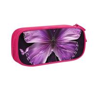 AQRJLPO Lovely Purple Butterfly Prints Pencil Case for Boys Girls Large Capacity Office School Students Stationery Pouch Pencil Holder with 2 Compartments,Pink