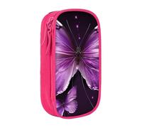 AQRJLPO Lovely Purple Butterfly Prints Pencil Case for Students Boys Girls - Large Capacity Double-Layer Office School Stationery Pouch Pencil Holder,Pink