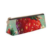 AQRJLPO Lovely Strawberry Printed Stationery Pencil Case, Cute Leather Pencil Bag Pen Case Pouch, School Stationery Organizer Makeup Bag for Boys Girls Students