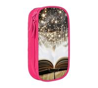 AQRJLPO Magic Book Prints Pencil Case for Students Boys Girls - Large Capacity Double-Layer Office School Stationery Pouch Pencil Holder,Pink