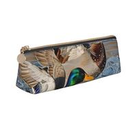 AQRJLPO Mallard Ducks Printed Stationery Pencil Case, Cute Leather Pencil Bag Pen Case Pouch, School Stationery Organizer Makeup Bag for Boys Girls Students