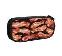 AQRJLPO Meat Food Pattern Prints Pencil Case for Boys Girls Large Capacity Office School Students Stationery Pouch Pencil Holder with 2 Compartments,Black