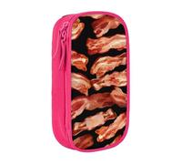 AQRJLPO Meat Food Pattern Prints Pencil Case for Students Boys Girls - Large Capacity Double-Layer Office School Stationery Pouch Pencil Holder,Pink