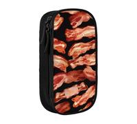 AQRJLPO Meat Food Pattern Prints Pencil Case for Students Boys Girls - Large Capacity Double-Layer Office School Stationery Pouch Pencil Holder,Black