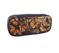 AQRJLPO Monarch Butterflies Prints Flip Leather Pencil Case Cute Pen Pencil Pouch Pencil Box Travel Makeup Bag Stationery Gift for Students Girls Boys Women