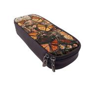 AQRJLPO Monarch Butterflies Prints Leather Pencil Case & Cosmetic Organizer Pouch with Zipper - Waterproof School Supplies, Travel Makeup Bag, Stationery Gift for Students, Women