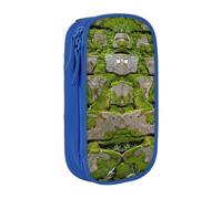 AQRJLPO Moss Stone Pavement Prints Pencil Case for Students Boys Girls - Large Capacity Double-Layer Office School Stationery Pouch Pencil Holder,Blue
