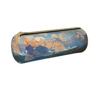 AQRJLPO National Park Printed Round Pencil Case, Cute Leather Pencil Bag Pen Case Pouch, School Stationery Organizer Makeup Bag for Boys Girls Students