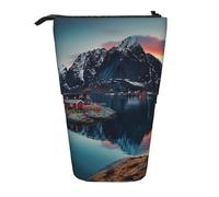 AQRJLPO Norway Islands Print Expandable Pencil Case Organize, Stretchable Travel Stationery & Makeup Pouch Desk Storage Box for School, Office, Travel