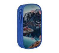 AQRJLPO Norway Islands Prints Pencil Case for Students Boys Girls - Large Capacity Double-Layer Office School Stationery Pouch Pencil Holder,Blue