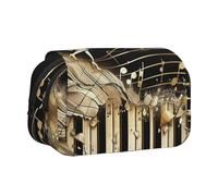 AQRJLPO Novel Music Note Print Pencil Case Double - Layer Flip Pencil Pouch Pen Organizer Makeup Bag for School, Travel and Work