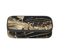 AQRJLPO Novel Music Note Prints Pencil Case Cute Pen Pencil Pouch Large Capacity Compartment Pencil Box Travel Makeup Bag for Students Girls Boys Women