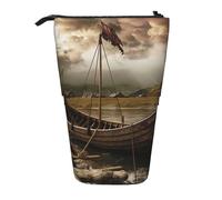 AQRJLPO Old Boat Print Expandable Pencil Case Organize, Stretchable Travel Stationery & Makeup Pouch Desk Storage Box for School, Office, Travel