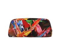 AQRJLPO Origami Paper Cranes Print Leather Pencil Case with Gold Zipper, Multi-Use Cosmetic & Stationery Organizer, Waterproof Desk Storage Pouch for School, Office & Travel Gifts