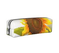 AQRJLPO Outdoor Bloom Sunflower Printed Leather Simple Pencil Case, Cute Pencil Bag Pen Case Pouch, School Stationery Organizer Makeup Bag for Boys Girls Students