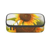AQRJLPO Outdoor Bloom Sunflower Prints Pencil Case Cute Pen Pencil Pouch Large Capacity Compartment Pencil Box Travel Makeup Bag for Students Girls Boys Women