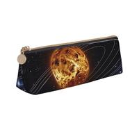AQRJLPO Outer Space Galaxy Solar System Printed Stationery Pencil Case, Cute Leather Pencil Bag Pen Case Pouch, School Stationery Organizer Makeup Bag for Boys Girls Students