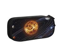 AQRJLPO Outer Space Galaxy Solar System Prints Pencil Case for Boys Girls Large Capacity Office School Students Stationery Pouch Pencil Holder with 2 Compartments,Black