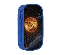 AQRJLPO Outer Space Galaxy Solar System Prints Pencil Case for Students Boys Girls - Large Capacity Double-Layer Office School Stationery Pouch Pencil Holder,Blue
