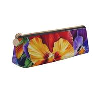AQRJLPO Pansy Perfection Printed Stationery Pencil Case, Cute Leather Pencil Bag Pen Case Pouch, School Stationery Organizer Makeup Bag for Boys Girls Students