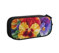 AQRJLPO Pansy Perfection Prints Pencil Case for Boys Girls Large Capacity Office School Students Stationery Pouch Pencil Holder with 2 Compartments,Black