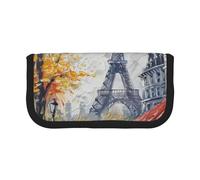 AQRJLPO Paris Street Tower Painting Print Canvas Pencil Case for Boys Girls Women, Cosmetic & Stationery Organizer, Zipper Desk Storage Pouch for School, Office & Travel Gifts