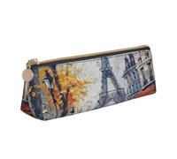 AQRJLPO Paris Street Tower Painting Printed Stationery Pencil Case, Cute Leather Pencil Bag Pen Case Pouch, School Stationery Organizer Makeup Bag for Boys Girls Students