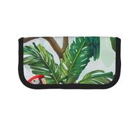 AQRJLPO Parrot Birds and Tropical Tree Print Canvas Pencil Case for Boys Girls Women, Cosmetic & Stationery Organizer, Zipper Desk Storage Pouch for School, Office & Travel Gifts