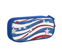 AQRJLPO Patriotic Stars Strips Independence Day Prints Pencil Case for Boys Girls Large Capacity Office School Students Stationery Pouch Pencil Holder with 2 Compartments,Blue