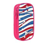 AQRJLPO Patriotic Stars Strips Independence Day Prints Pencil Case for Students Boys Girls - Large Capacity Double-Layer Office School Stationery Pouch Pencil Holder,Pink
