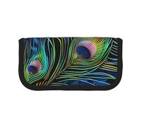 AQRJLPO Peacock Feather 1 Print Canvas Pencil Case for Boys Girls Women, Cosmetic & Stationery Organizer, Zipper Desk Storage Pouch for School, Office & Travel Gifts