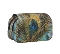 AQRJLPO Peacock Feather Print Pencil Case Double - Layer Flip Pencil Pouch Pen Organizer Makeup Bag for School, Travel and Work