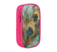 AQRJLPO Peacock Feather Prints Pencil Case for Students Boys Girls - Large Capacity Double-Layer Office School Stationery Pouch Pencil Holder,Pink