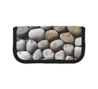 AQRJLPO Pebble Stone Print Canvas Pencil Case for Boys Girls Women, Cosmetic & Stationery Organizer, Zipper Desk Storage Pouch for School, Office & Travel Gifts