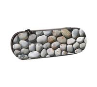 AQRJLPO Pebble Stone Print Leather Pencil Case Organize, Multi-Use Travel Cosmetic Bag, Zipper Desk Storage Box Compact Gift for School, Office, Travel