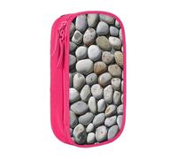 AQRJLPO Pebble Stone Prints Pencil Case for Students Boys Girls - Large Capacity Double-Layer Office School Stationery Pouch Pencil Holder,Pink