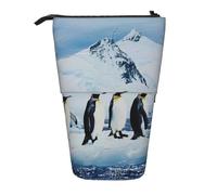 AQRJLPO Penguins On The Iceberg Print Expandable Pencil Case Organize, Stretchable Travel Stationery & Makeup Pouch Desk Storage Box for School, Office, Travel