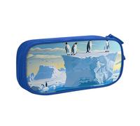 AQRJLPO Penguins On The Iceberg Print Prints Pencil Case for Boys Girls Large Capacity Office School Students Stationery Pouch Pencil Holder with 2 Compartments,Blue
