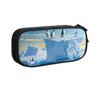 AQRJLPO Penguins On The Iceberg Print Prints Pencil Case for Boys Girls Large Capacity Office School Students Stationery Pouch Pencil Holder with 2 Compartments,Black