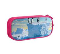 AQRJLPO Penguins On The Iceberg Print Prints Pencil Case for Boys Girls Large Capacity Office School Students Stationery Pouch Pencil Holder with 2 Compartments,Pink